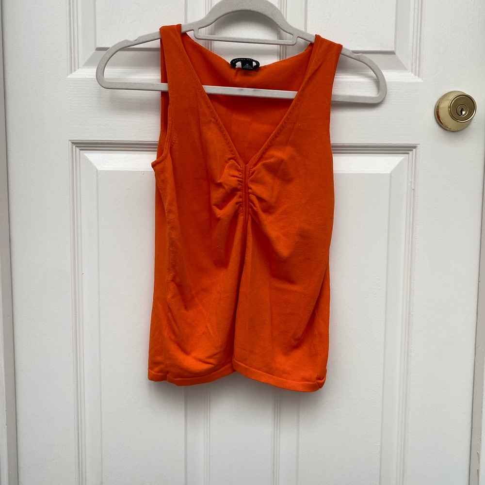 Banana Republic Orange V-Neck Ruched Tank Top - Medium